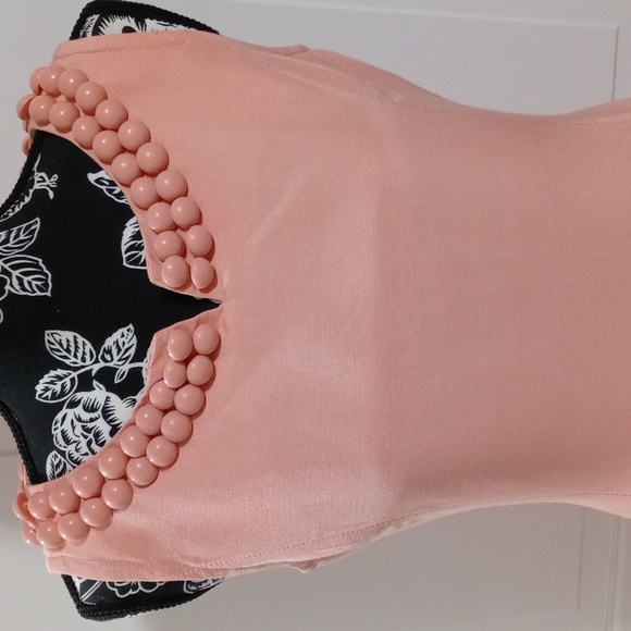 💎Talbots💎 - Peach Oversized Pearl Button Neck Sleeveless Sheath Dress - Picture 4 of 13